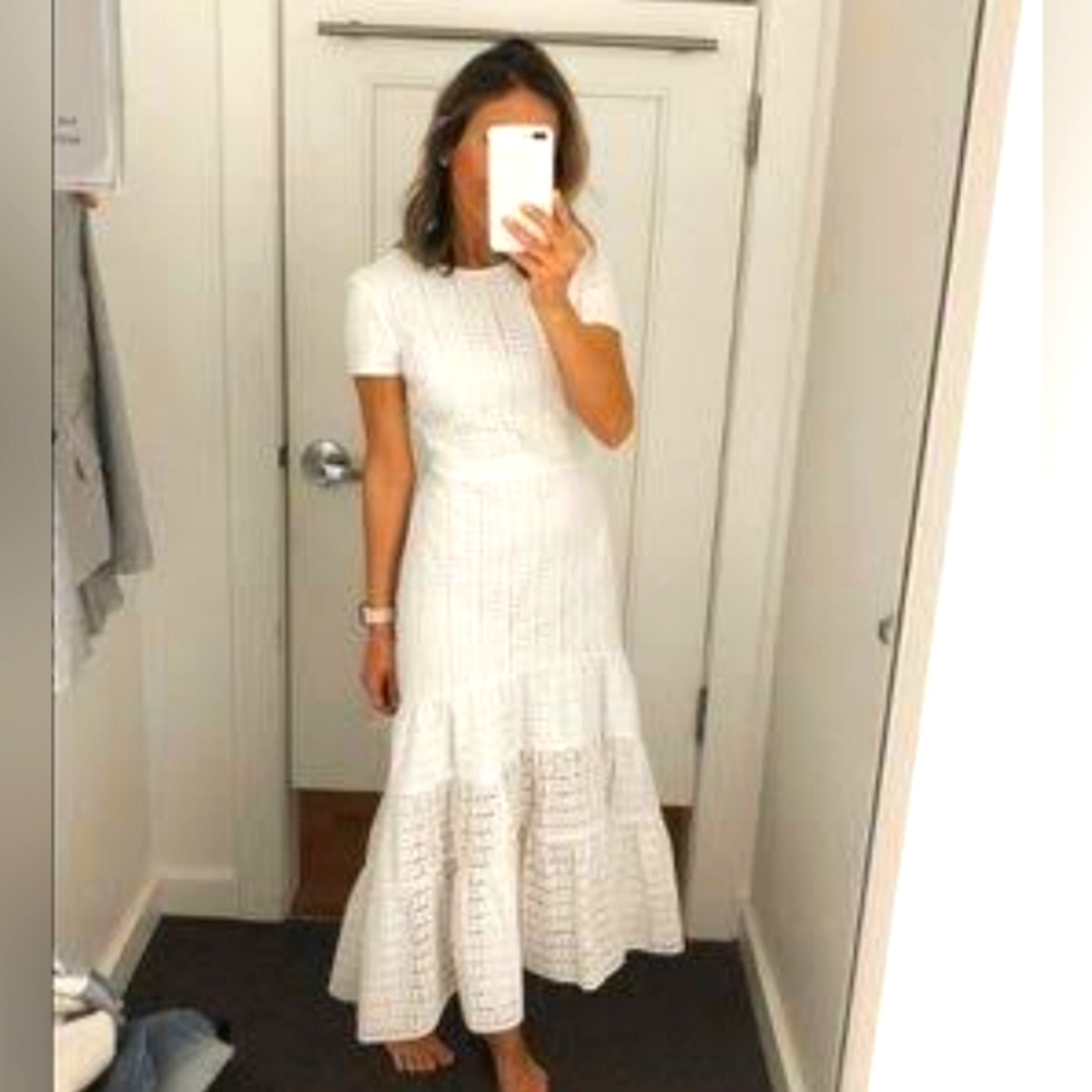 Banana Republic White Eyelet Midi Dress